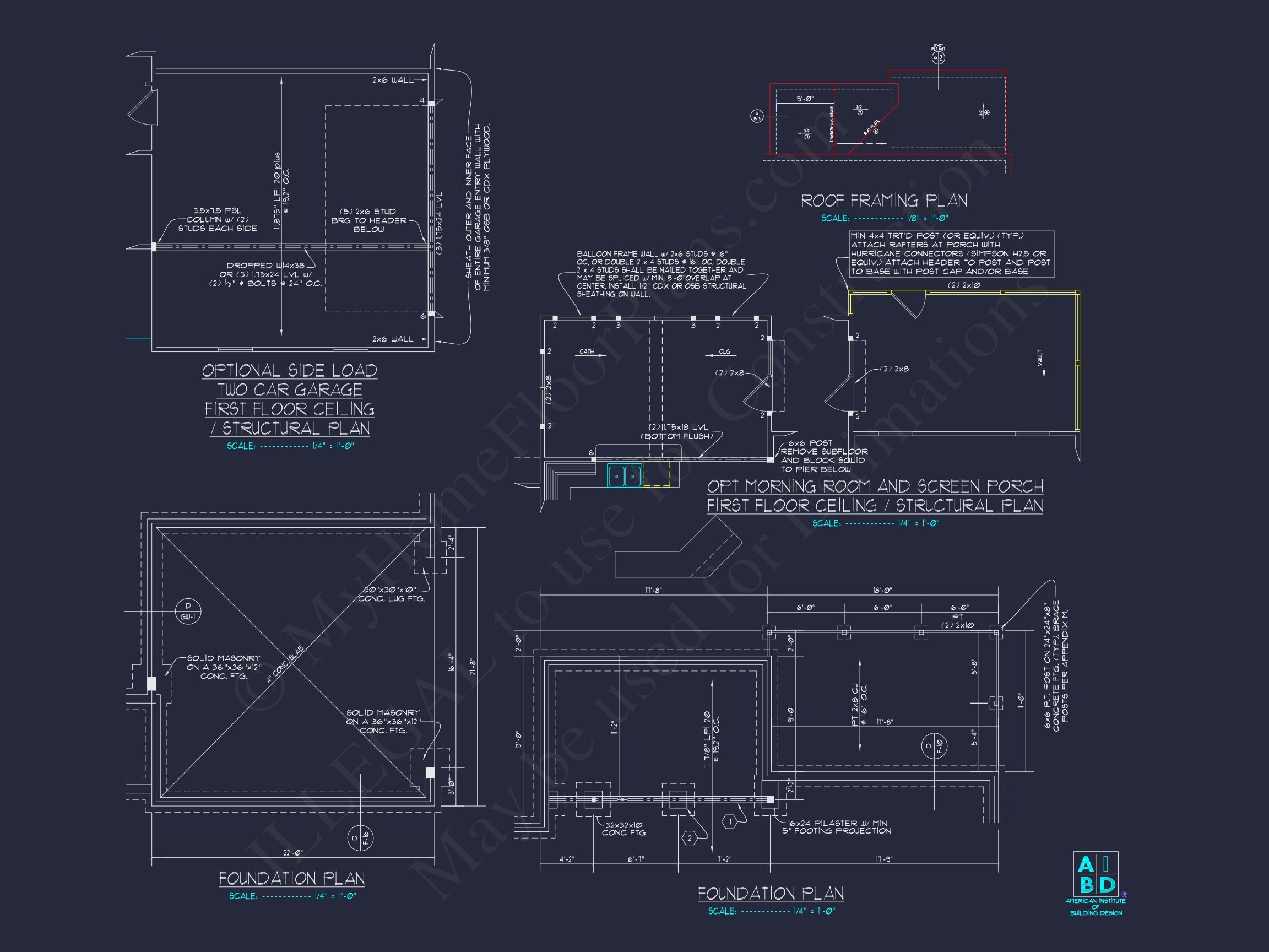 Modern Home Plan with Detailed Floor Designs and CAD Blueprints