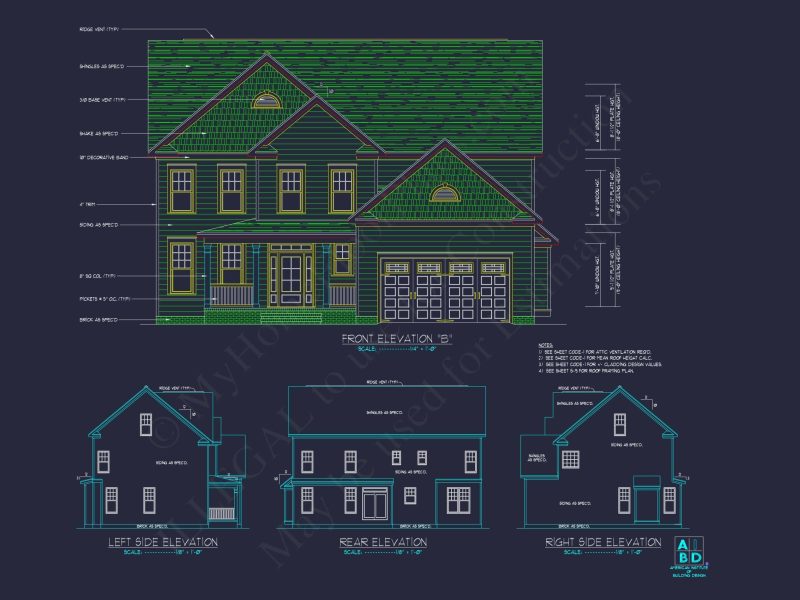 Modern Home Plan with Detailed Floor Designs and CAD Blueprints