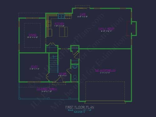 Modern Home Plan with Detailed Floor Designs and CAD Blueprints