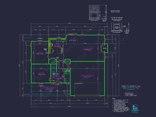 Modern Home Plan with Detailed Floor Designs and CAD Blueprints