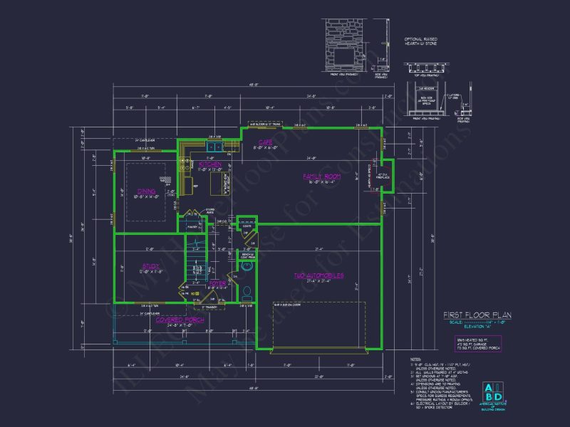 Modern Home Plan with Detailed Floor Designs and CAD Blueprints