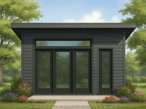 Modern Pool House Floor Plan with Sloped Lot Architecture