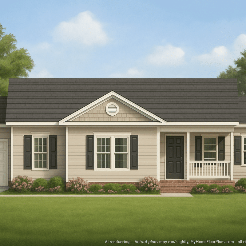 Modern Ranch House Plan with 3 Bedrooms, CAD Designs & Covered Porches