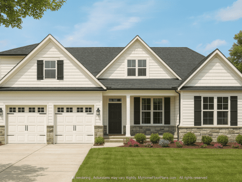 Modern Suburban Home Plan with 2 Floors, 4 Bedrooms, and CAD Designs