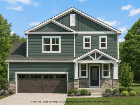 Modern Suburban Home Plan with 2 Floors and 2,033 Sq Ft