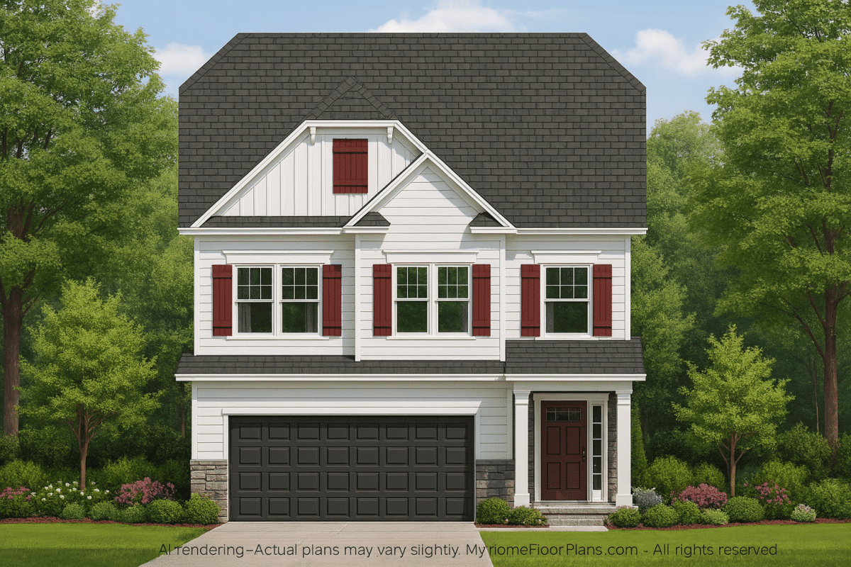 Modern Suburban Home Plan with 2 Floors and Open Layout