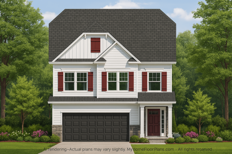 Modern Suburban Home Plan with 2 Floors and Open Layout