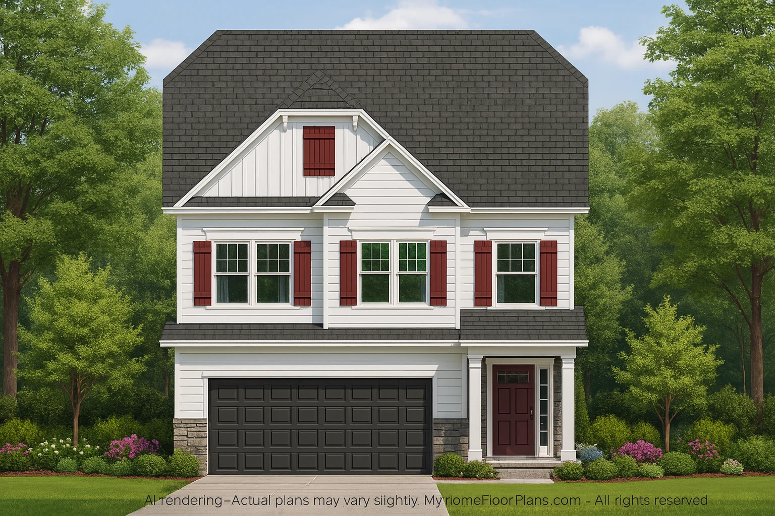 Modern Suburban Home Plan with 2 Floors and Open Layout
