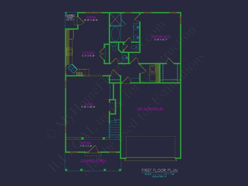 Modern Two-Story Home Plan with CAD Blueprint and Functional Layout