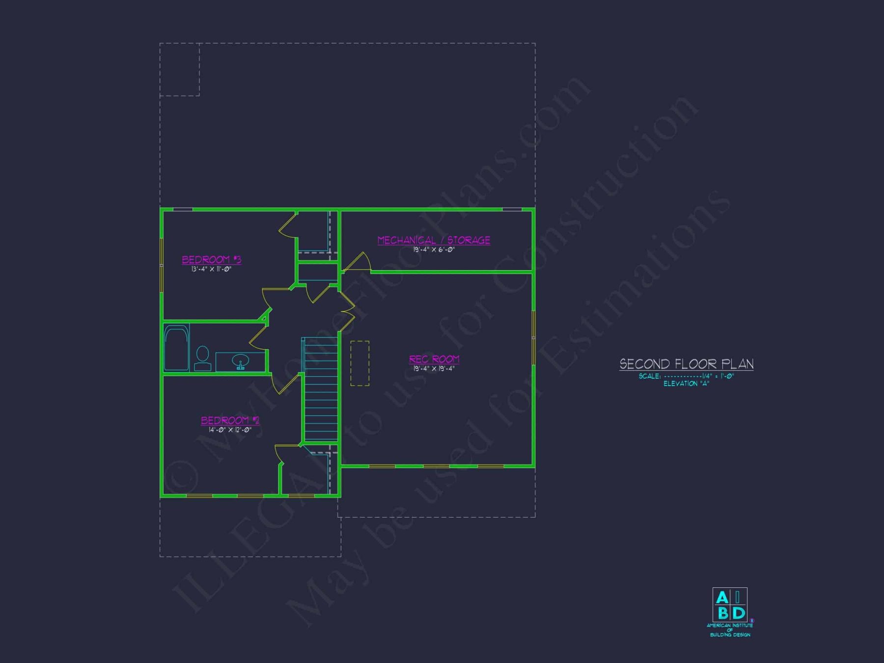 Modern Two-Story Home Plan with CAD Blueprint and Functional Layout