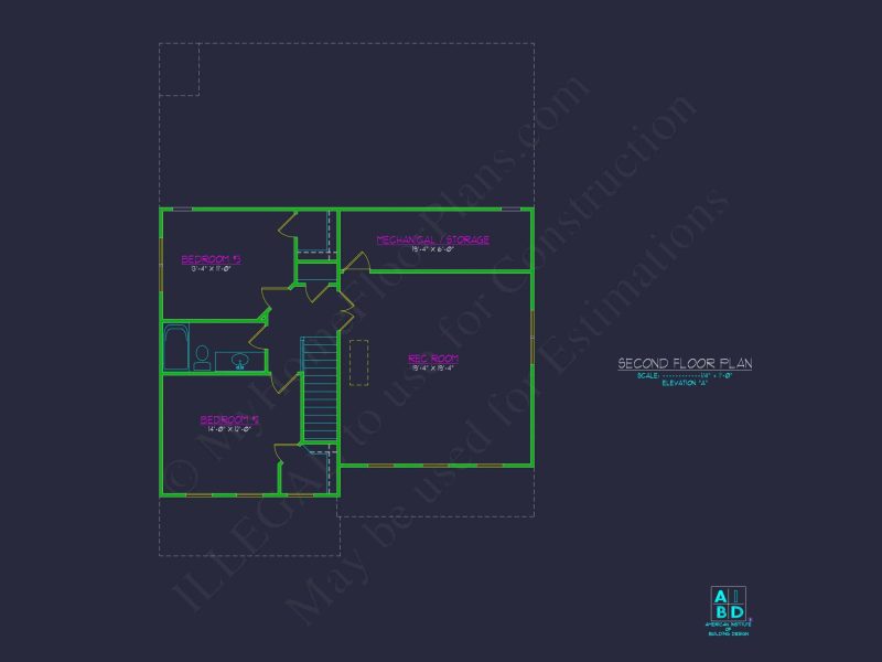 Modern Two-Story Home Plan with CAD Blueprint and Functional Layout