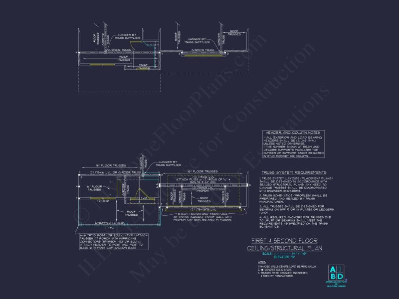 Modern Two-Story Home Plan with CAD Blueprint and Functional Layout