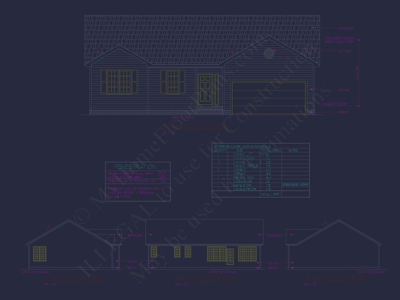 Ranch Home Floor Plan 3-Bed, 2-Bath CAD Designs