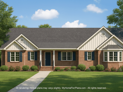 Ranch-Style Home Plan with 3 Bedrooms and CAD Blueprints