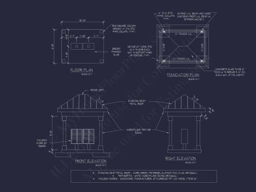 Small Traditional Kiosk Floor Plan with CAD Architecture Designs