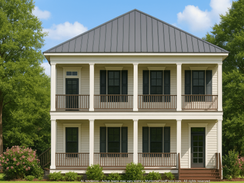 Southern Colonial Farmhouse Home Plan with Detailed CAD Designs
