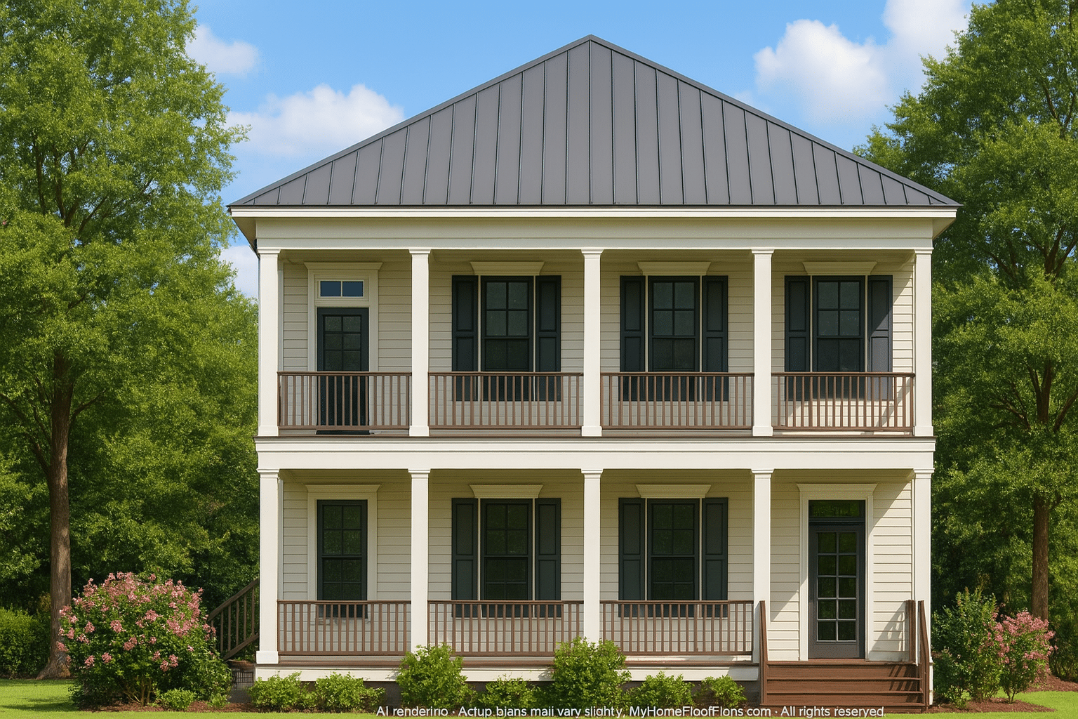 Southern Colonial Farmhouse Home Plan with Detailed CAD Designs