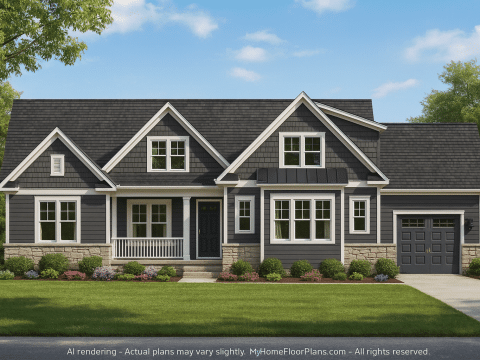 Spacious 1.5-Story House Plan with 4 Bedrooms and CAD Blueprints