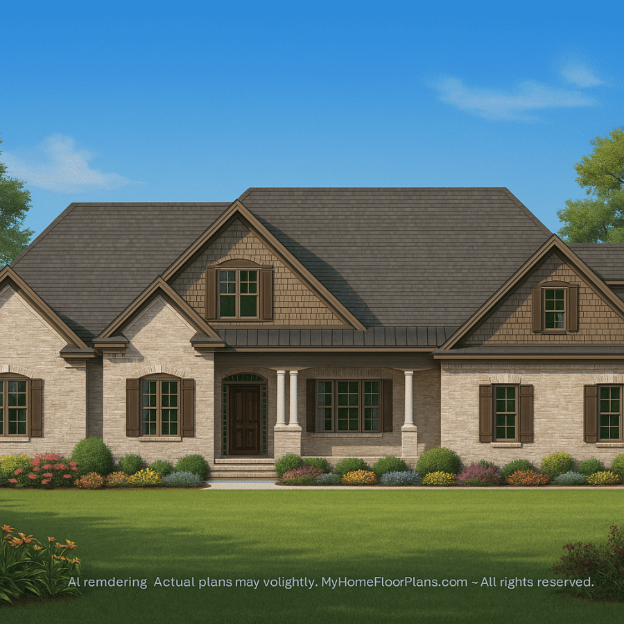 Spacious 2-Story Home Plan with 3 Bedrooms and 3-Car Garage