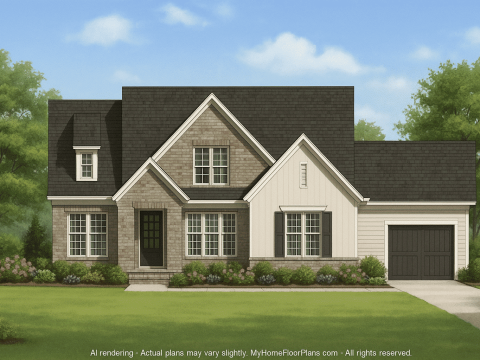 Spacious 2-Story House Plan with 4 Bedrooms and 3 Garage Bays