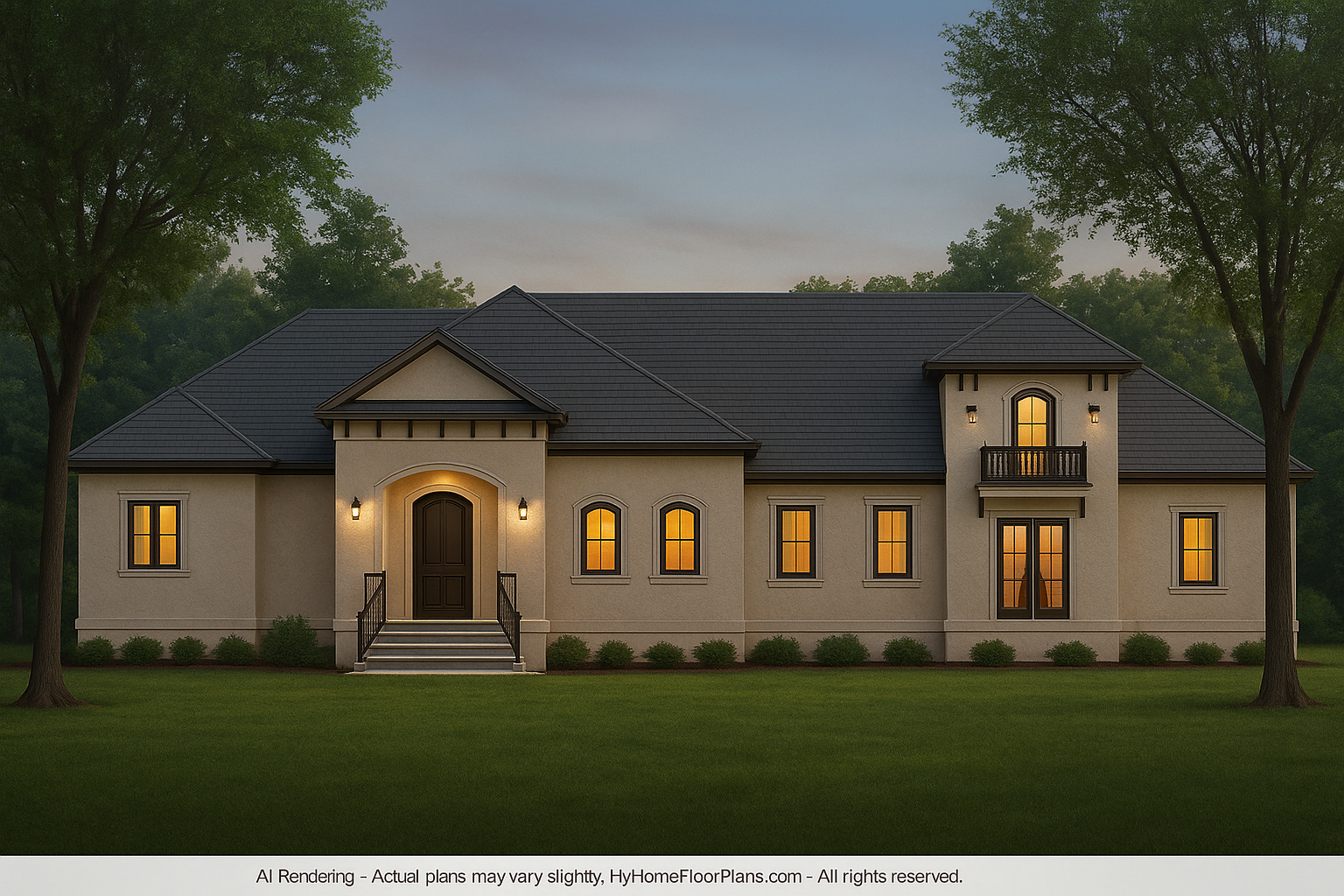 Spacious 2-Story House Plan with European Design & Vaulted Ceilings