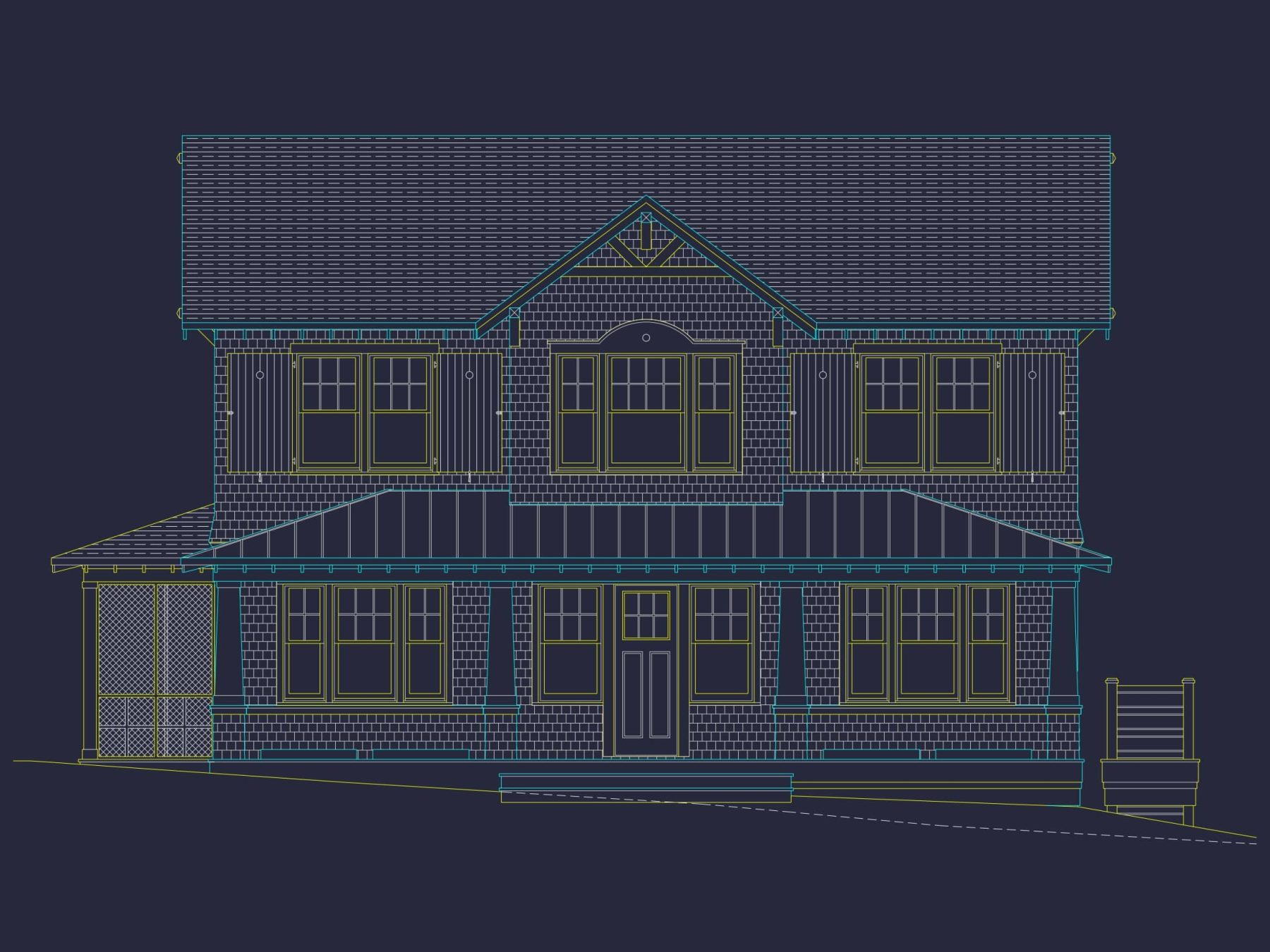 Spacious 5-Bedroom Beach Home Floor Plan with CAD Designs