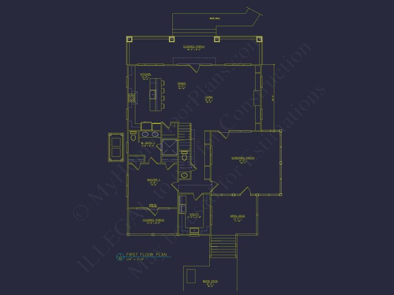 Spacious 5-Bedroom Beach Home Floor Plan with CAD Designs