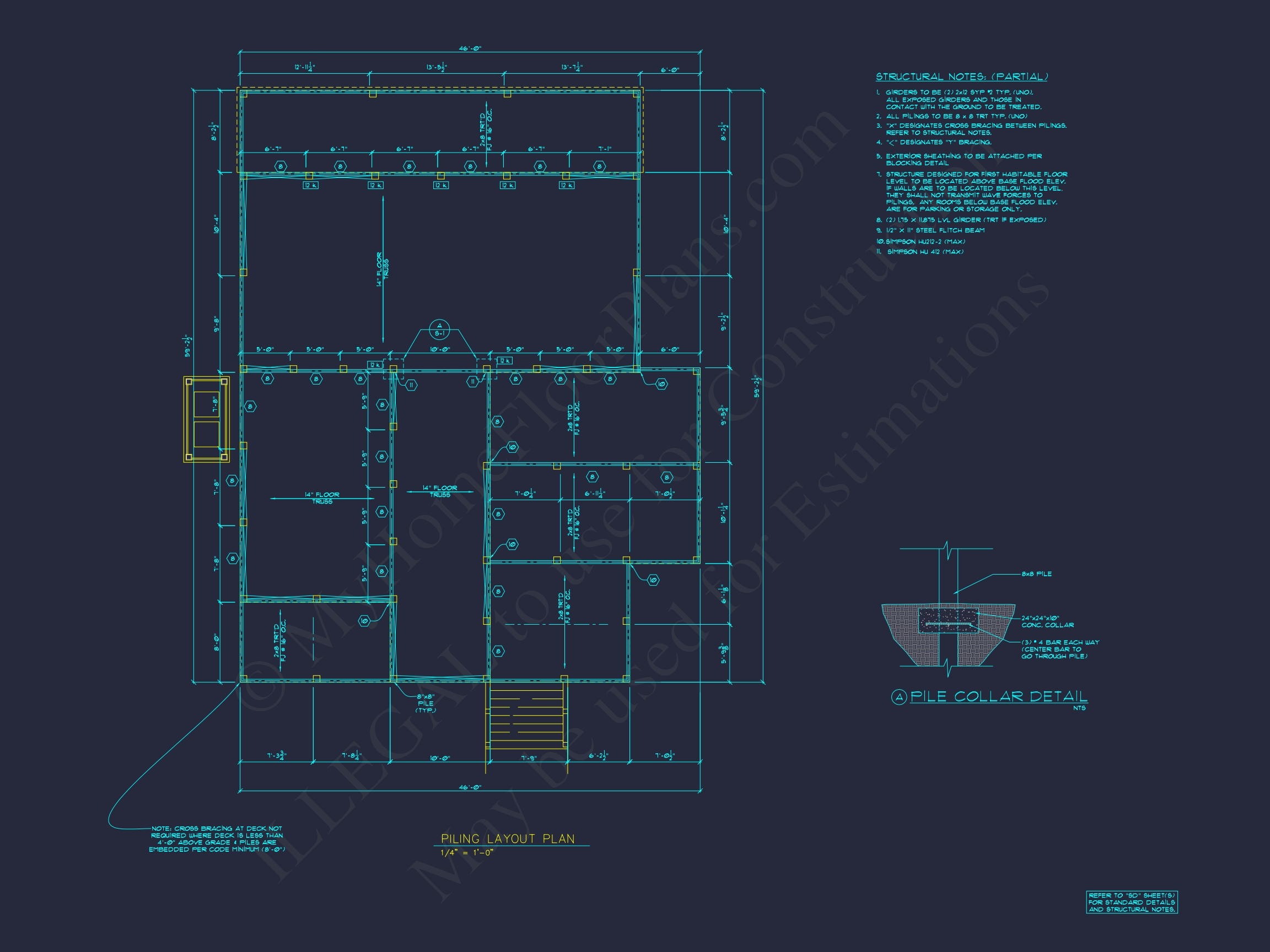 Spacious 5-Bedroom Beach Home Floor Plan with CAD Designs