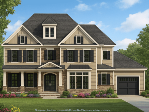 Spacious 5-Bedroom House Plan with Vaulted Ceilings & Functional Layout