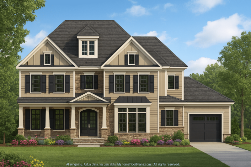 Spacious 5-Bedroom House Plan with Vaulted Ceilings & Functional Layout