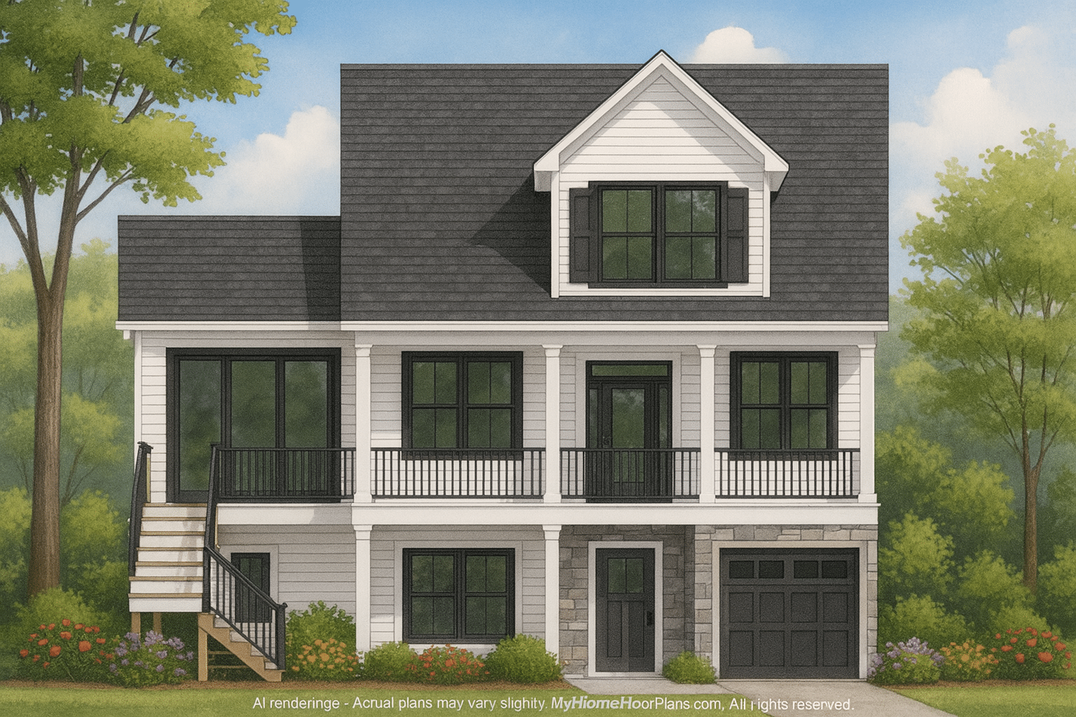 Spacious Beach Home Floor Plan with Modern CAD Designs