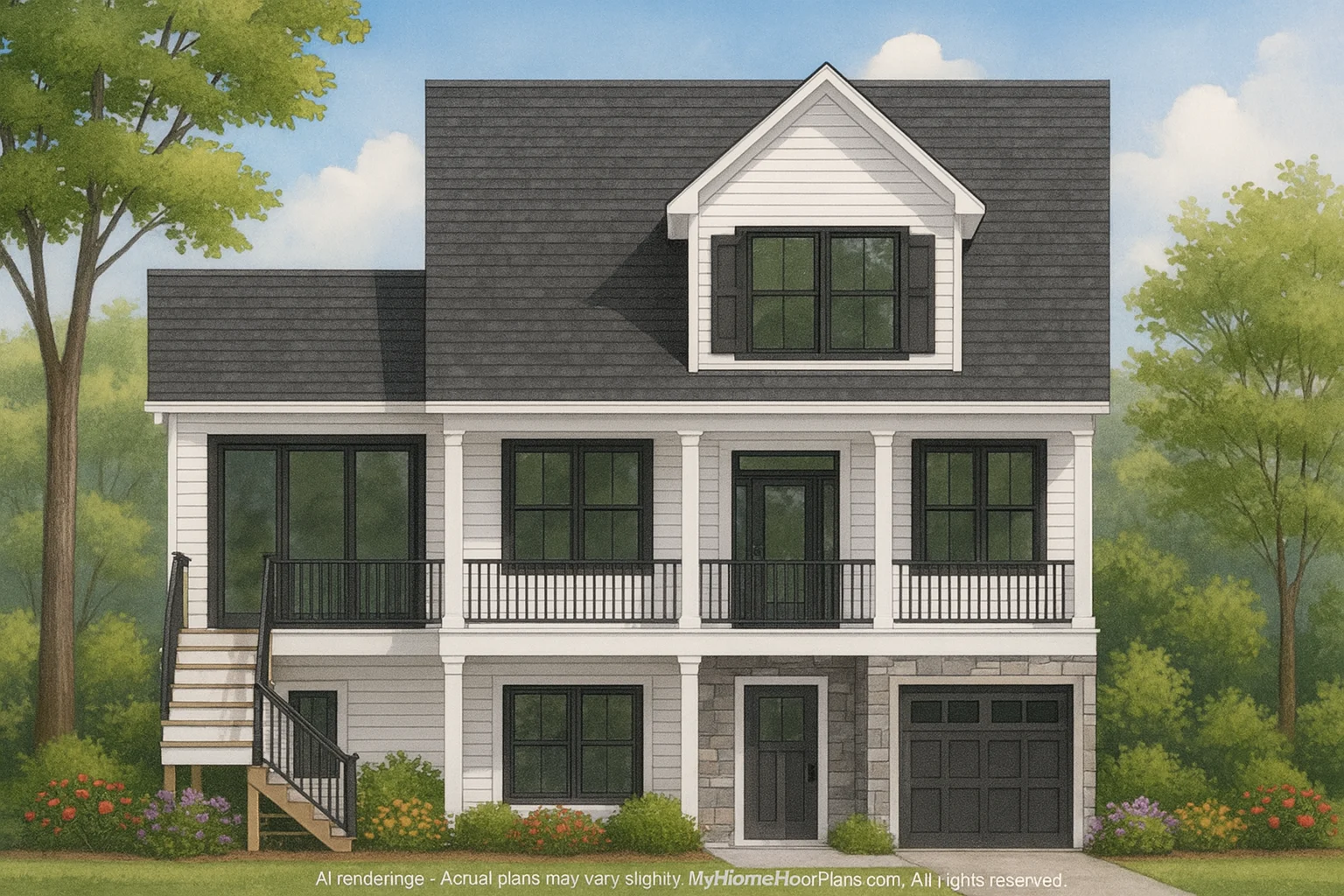 Spacious Beach Home Floor Plan with Modern CAD Designs
