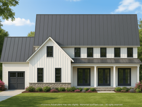 Spacious Colonial Farmhouse Home Plan with CAD Designs