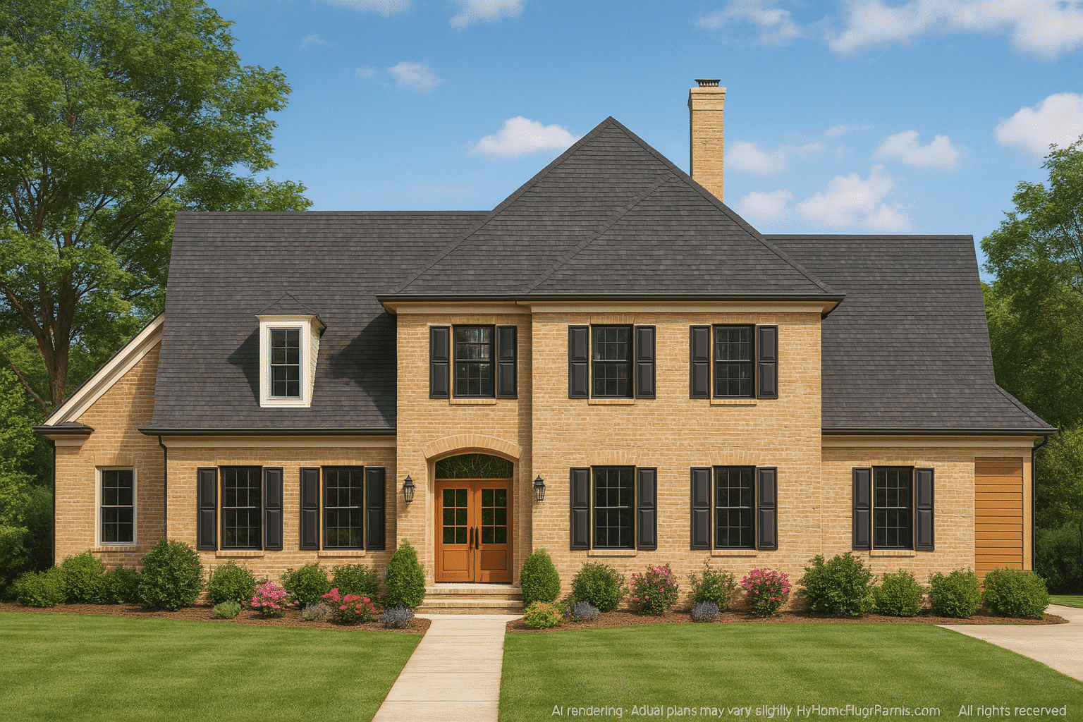 Spacious Colonial House Plan with Brick Exterior and Elegant Layout