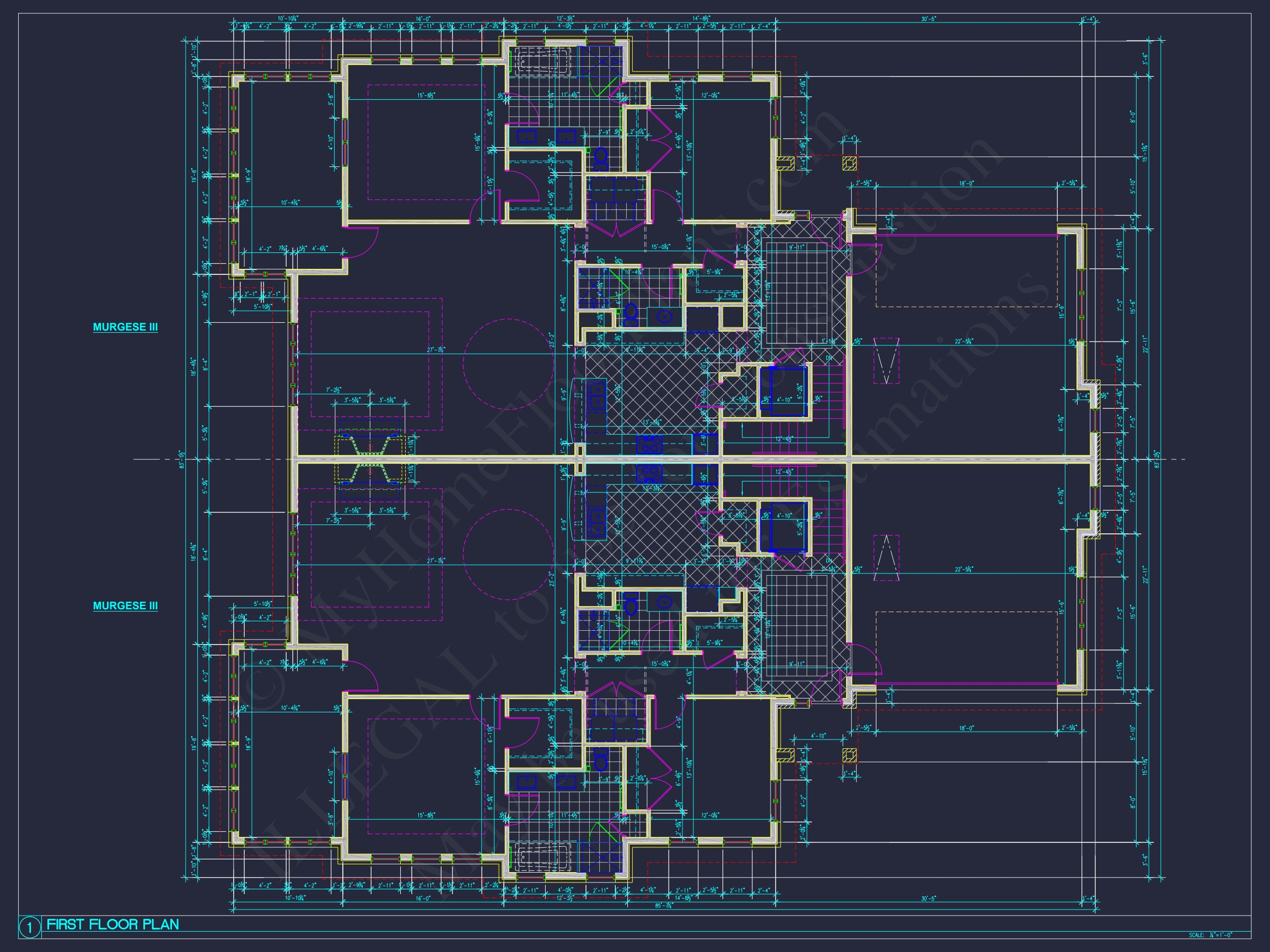 Spacious Duplex Home Plan with 83' x 62' Design and Southern Charm
