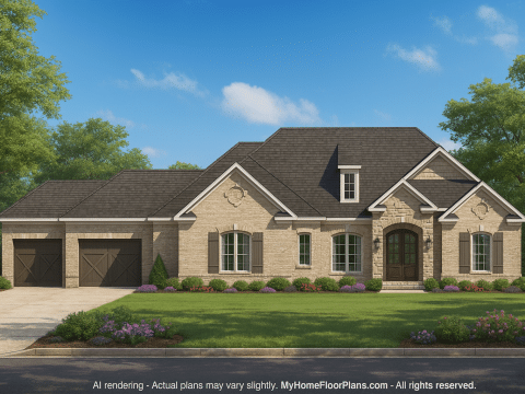 Spacious Ranch House Plan with Traditional Charm & 2,783 Sq Ft