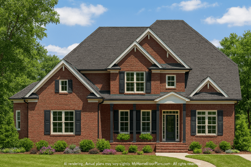 Stunning 2-Story Traditional House Plan with Vaulted Ceilings and CAD Designs