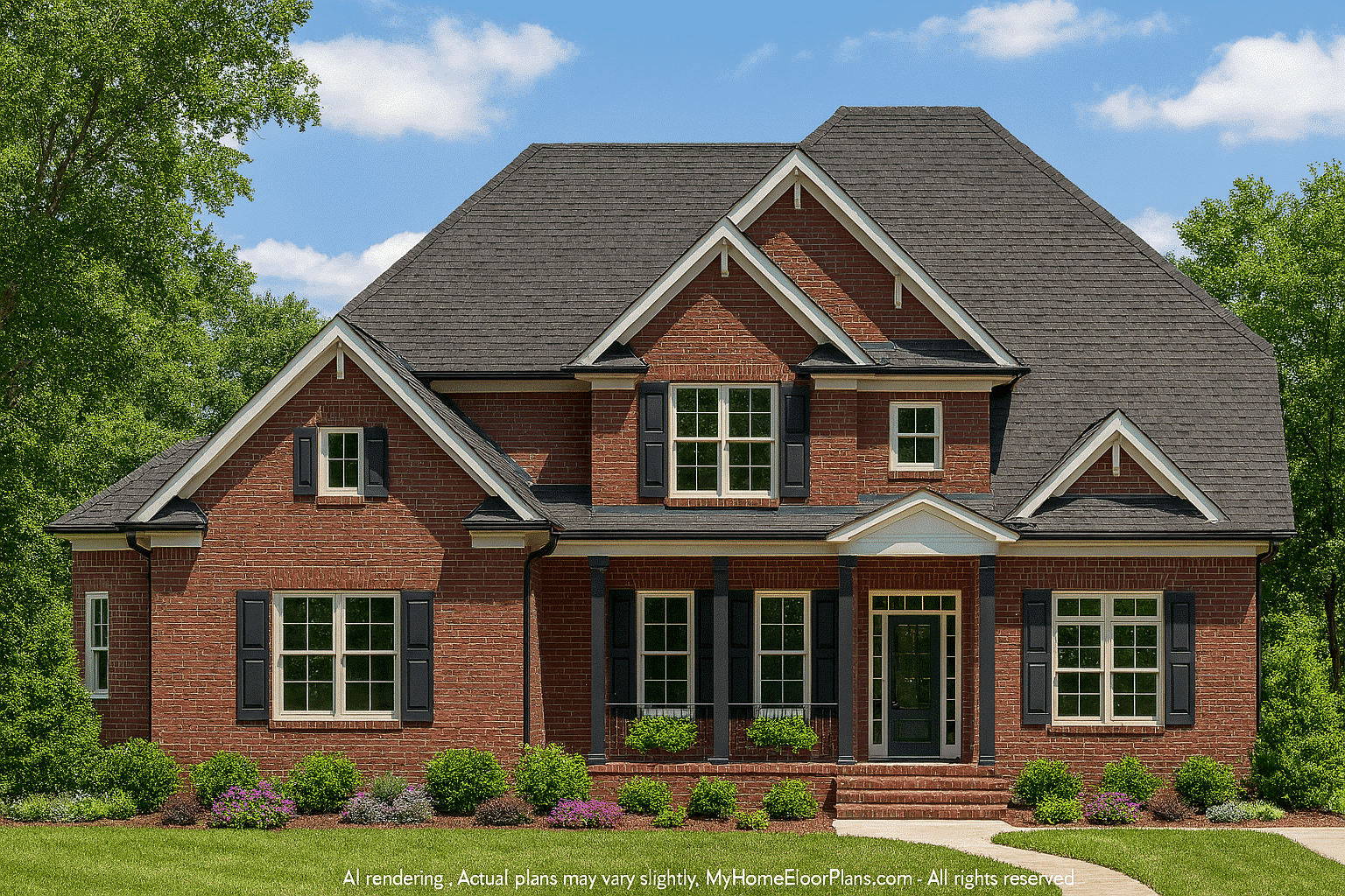 Stunning 2-Story Traditional House Plan with Vaulted Ceilings and CAD Designs