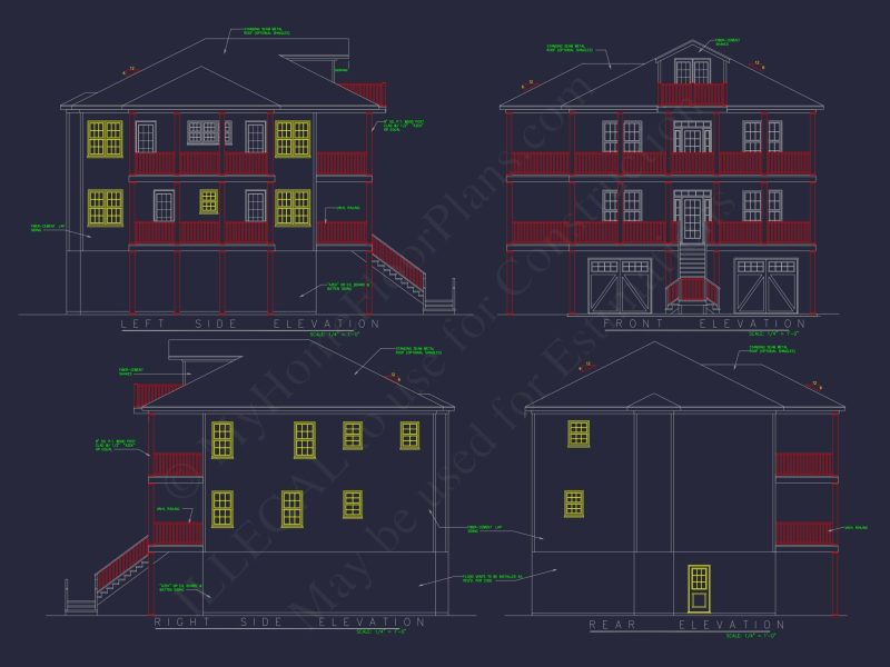 Stunning 3-Story House Plan with Elevator, Screened Porch & Coastal Charm