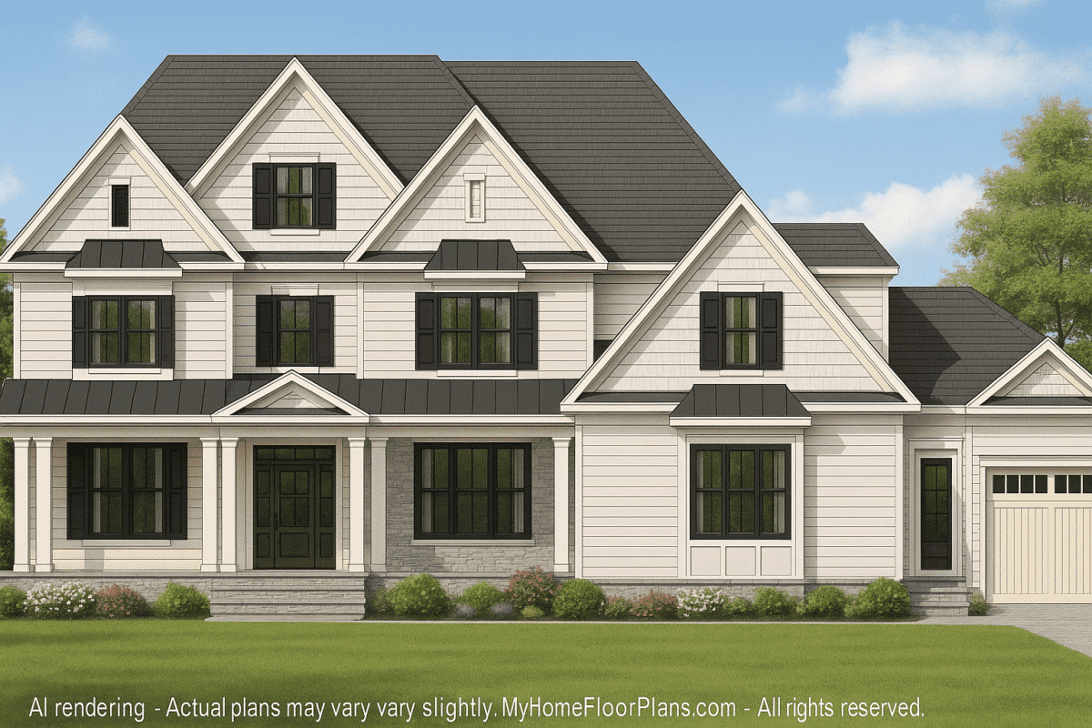 Stunning 5-Bedroom Home Plan with Full CAD Architectural Design