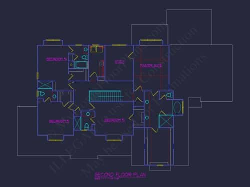 Stunning 5-Bedroom Home Plan with Full CAD Architectural Design