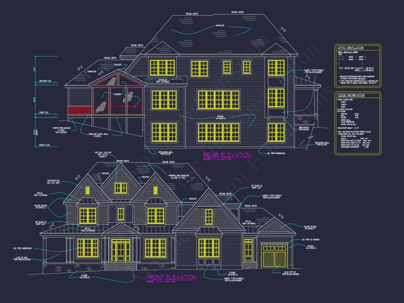 Stunning 5-Bedroom Home Plan with Full CAD Architectural Design