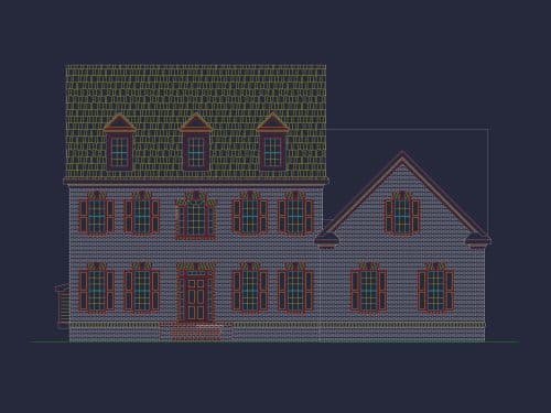 Elegant 2.5-Story Colonial Revival House Plan with CAD Floor Designs
