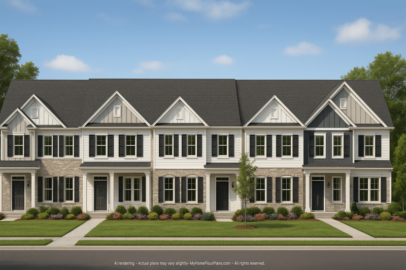 Stylish 2-Story Townhome Plan with Craftsman Design