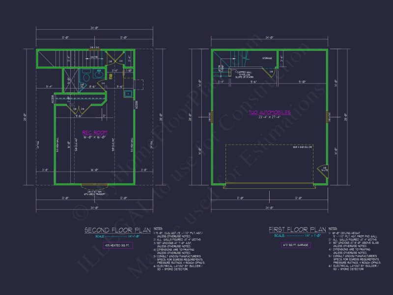 Stylish 24x28 Garage Plan with Living Space and CAD Design