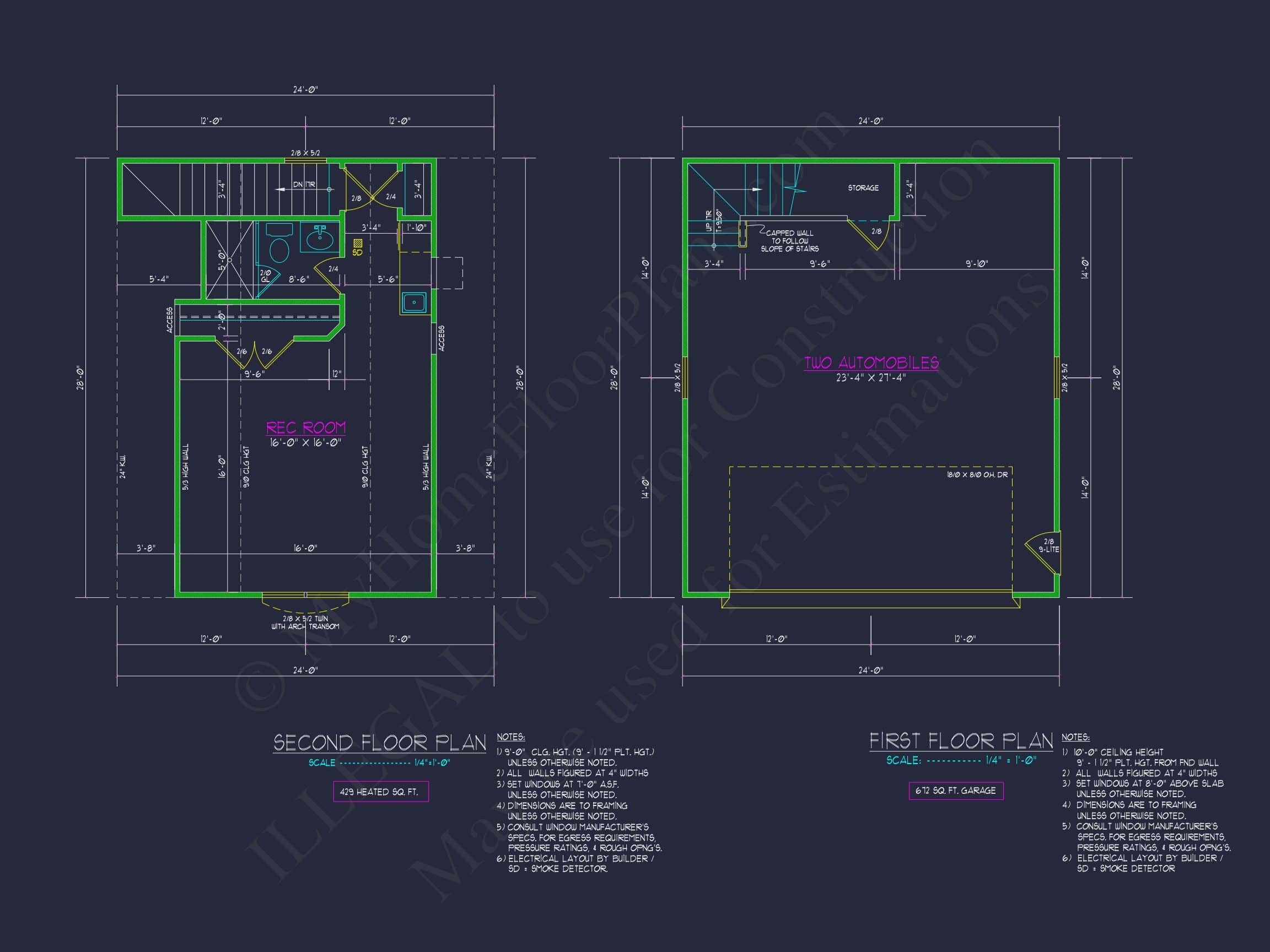 Stylish 24x28 Garage Plan with Living Space and CAD Design