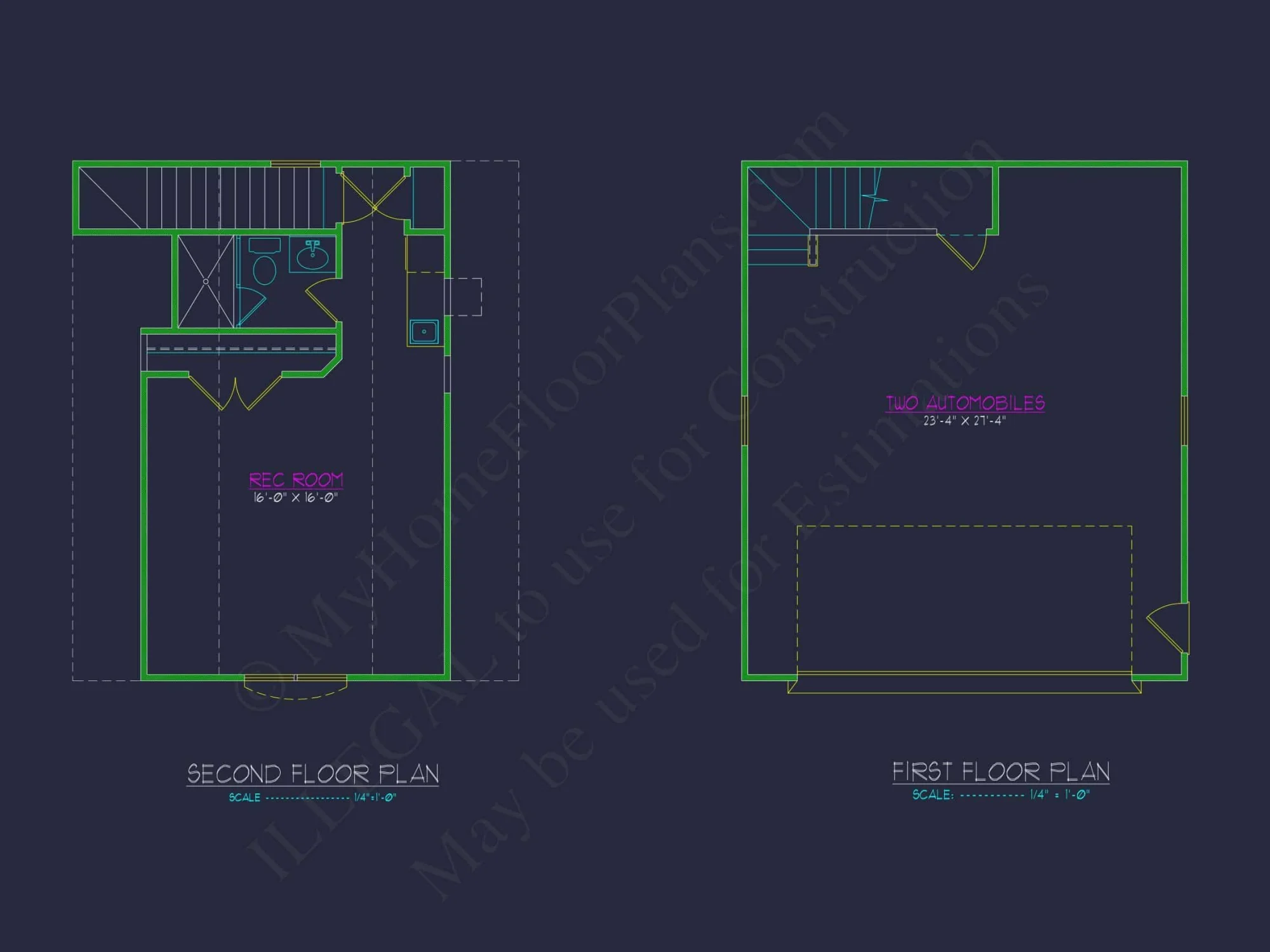 Stylish 24x28 Garage Plan with Living Space and CAD Design