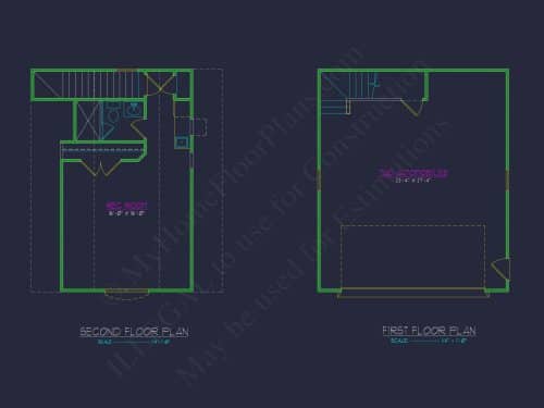 Stylish 24x28 Garage Plan with Living Space and CAD Design
