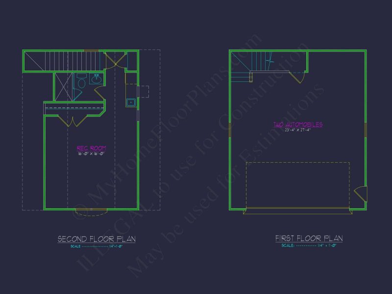 Stylish 24x28 Garage Plan with Living Space and CAD Design