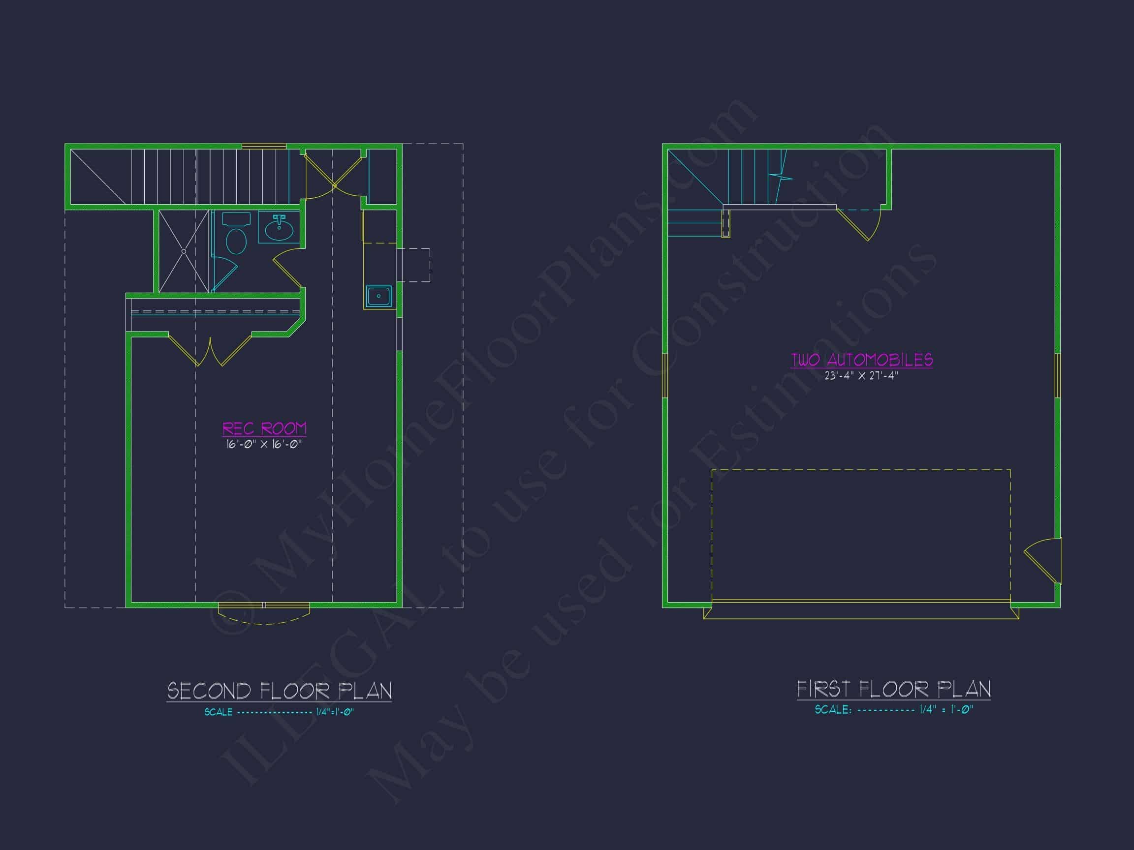 Stylish 24x28 Garage Plan with Living Space and CAD Design